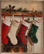 Stockings Hung On Fireplace Wood Art