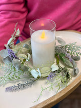 10" Dusty Miller & Lavender Candle Ring