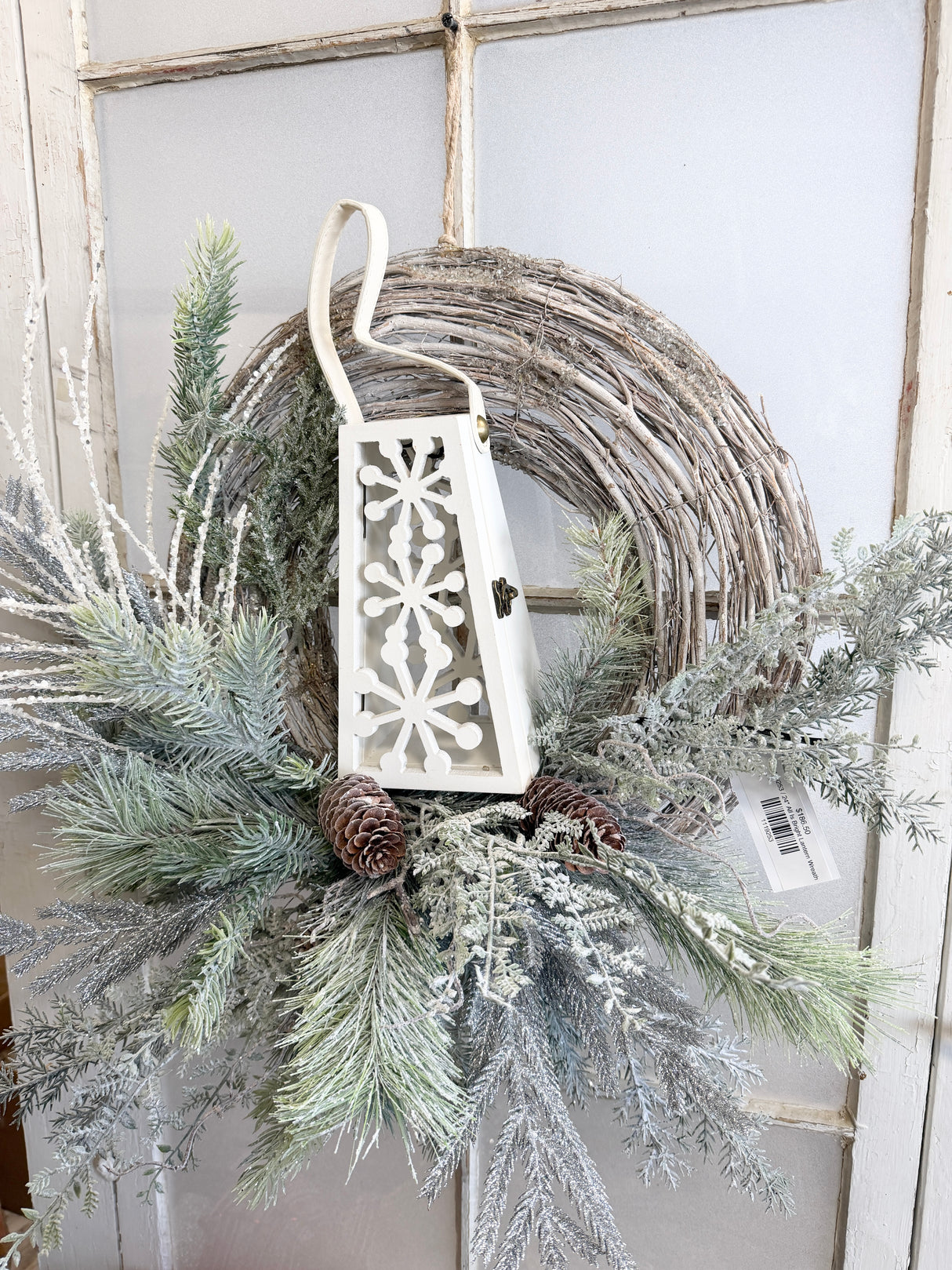 24" All Is Bright Lantern Wreath