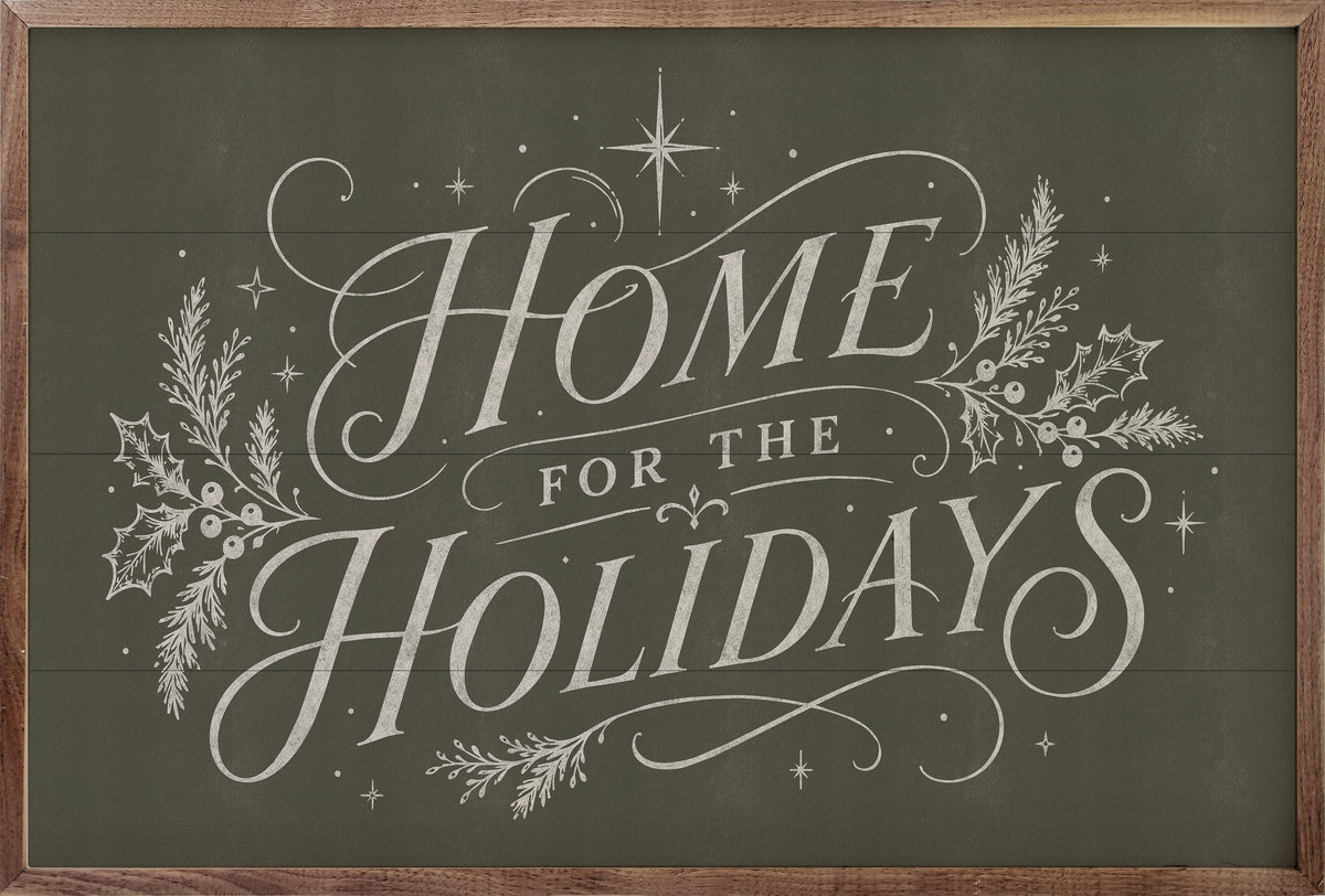 Home For The Holidays Typography Wood Art