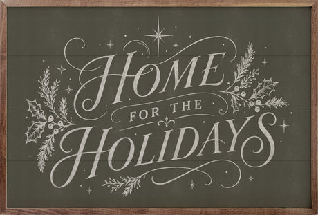 Home For The Holidays Typography Wood Art