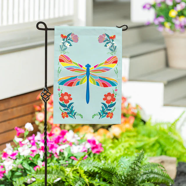 Colorful Dragonfly Burlap Garden Flag