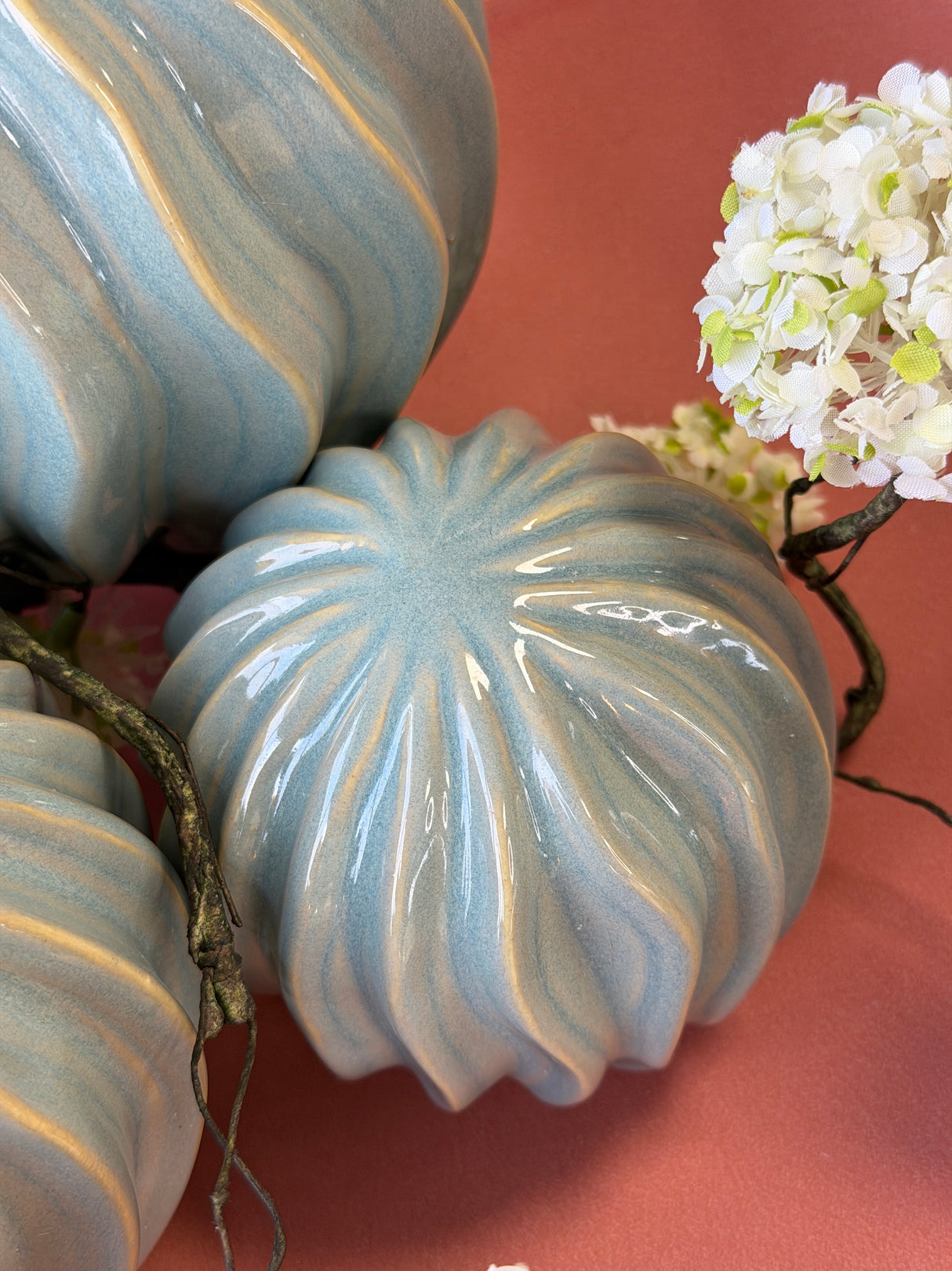 Seaside Blue Ceramic Orb Set Of 3