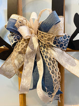 15" Denim and Lace Bow
