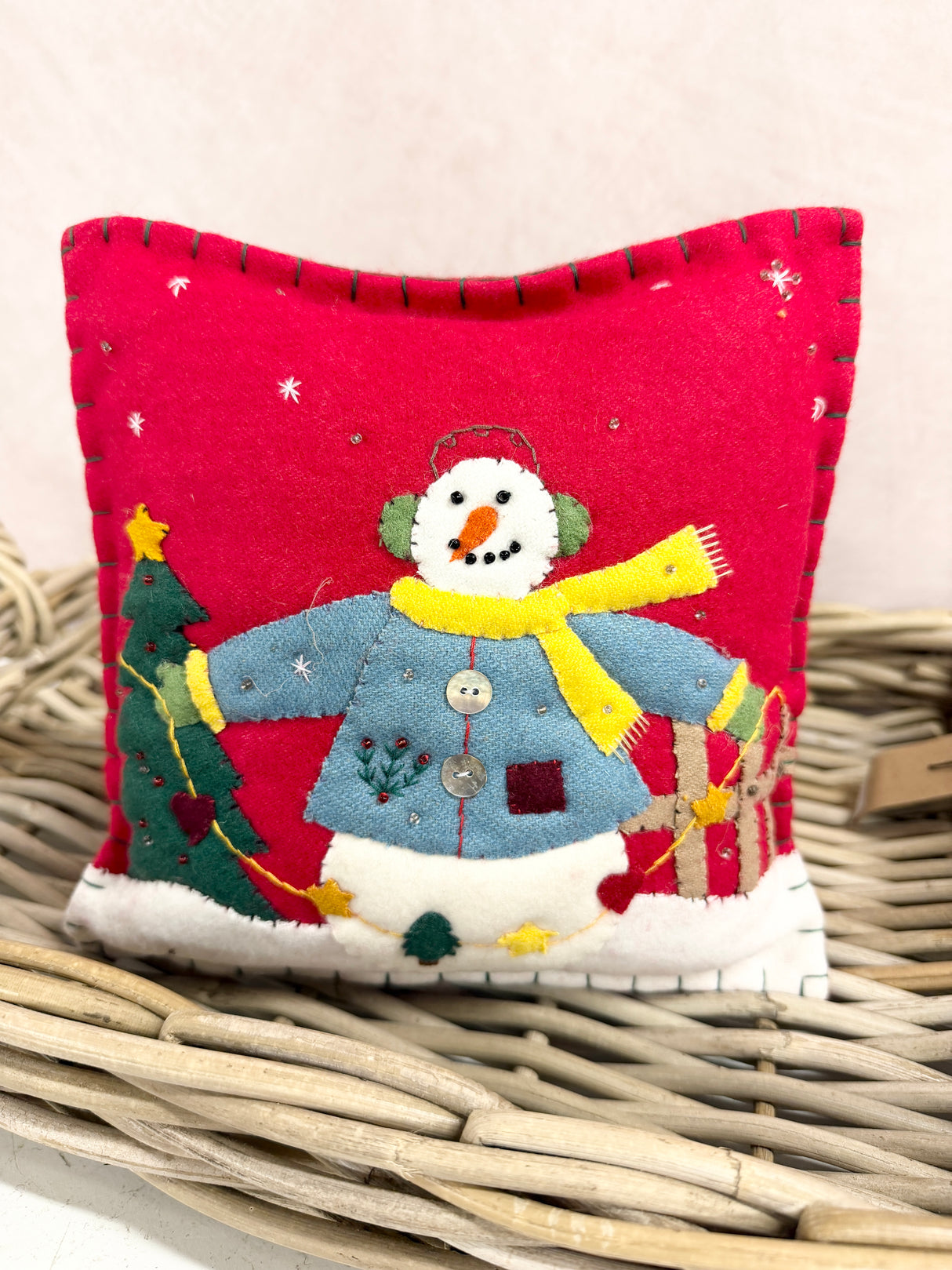 Handmade Snowman Pillow