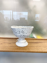 Antiqued White Cement Pot