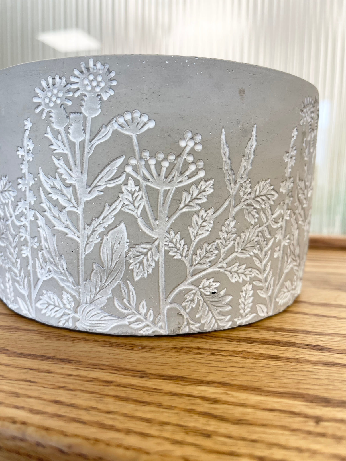 Cement Flower Print Pot