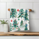 Watercolor Christmas Tree Waffle Tea Towel