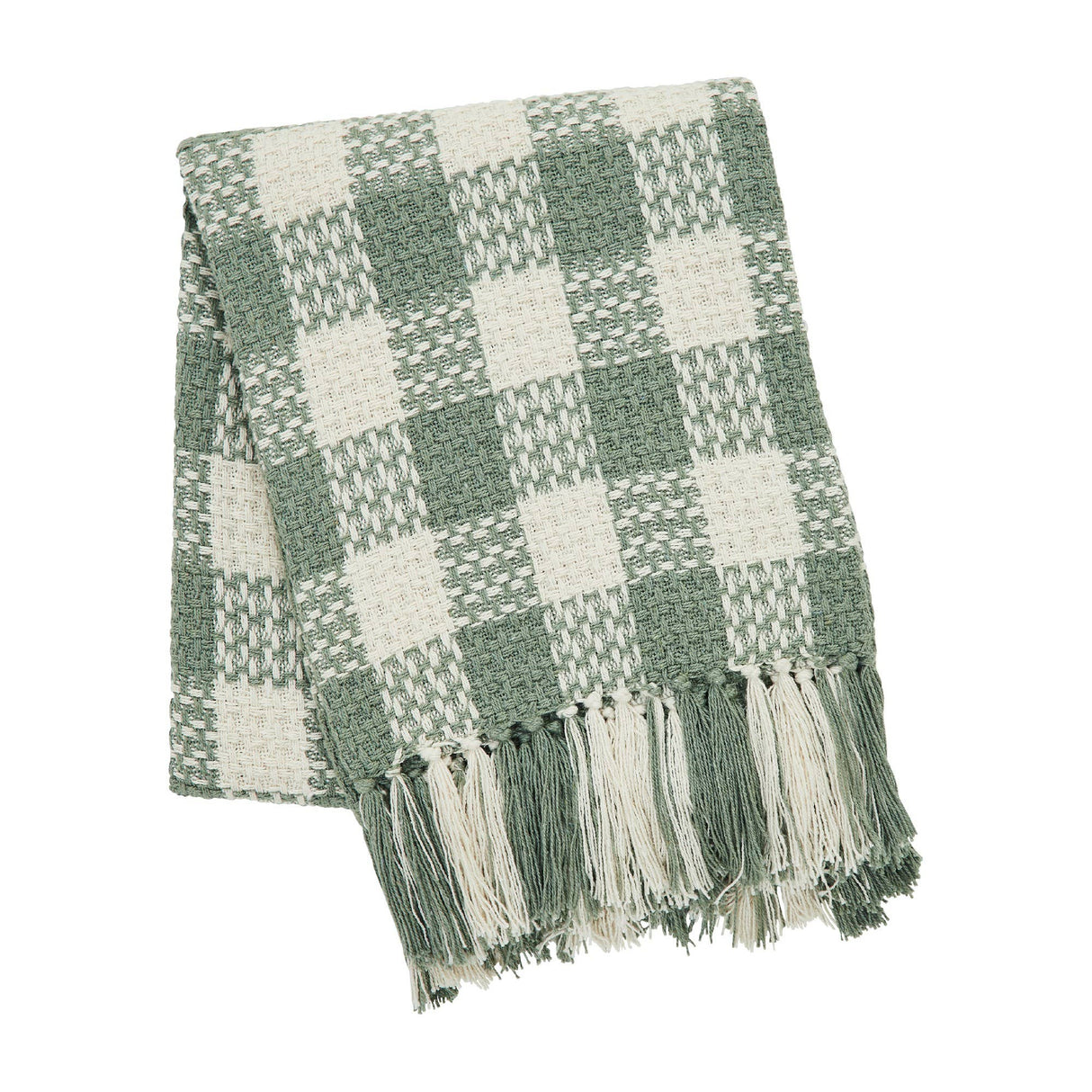 Pistachio Green Check Woven Throw Blanket