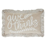 Give Thanks Gingham Ruffled Throw Pillow