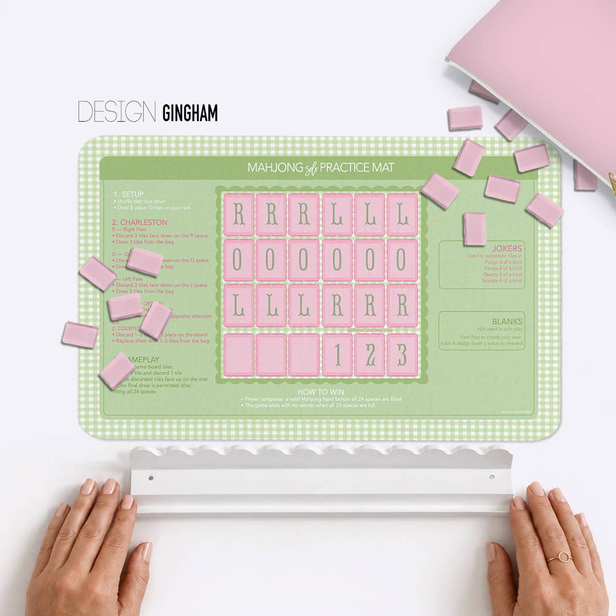 Mahjong Practice Mats Neoprene  Design Gingham