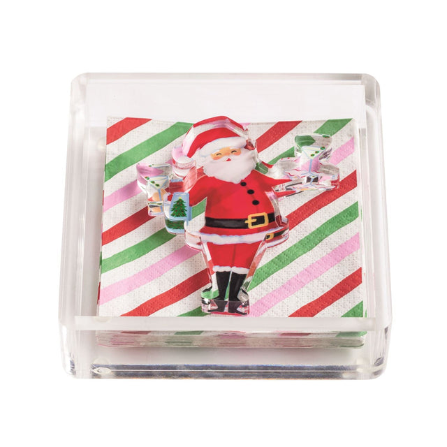 Stripes Holiday Bar Napkin Caddy Set