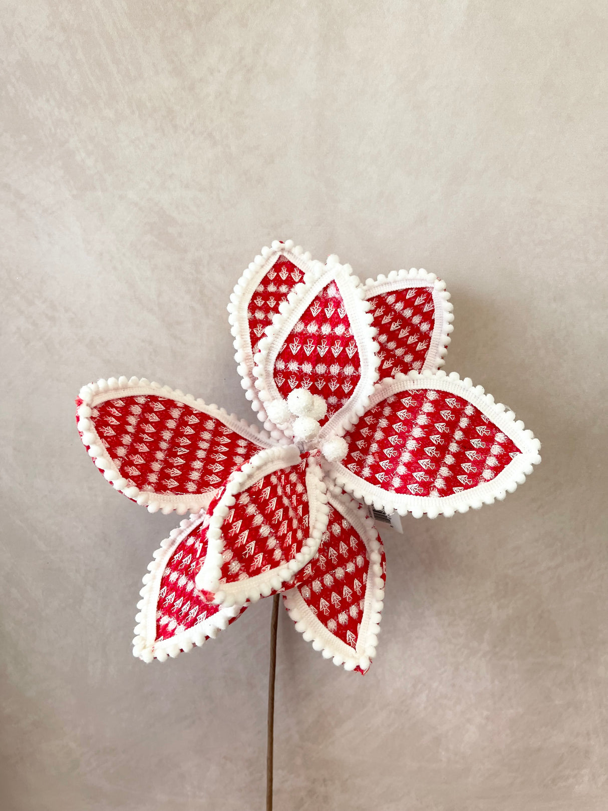 Winter Fun Red Poinsettia Pick