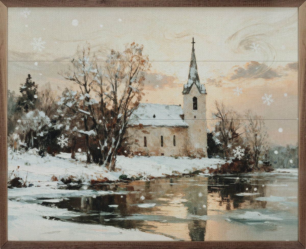 Church In The Snow Wood Art