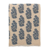 Flower Blue Block Print Throw Blanket