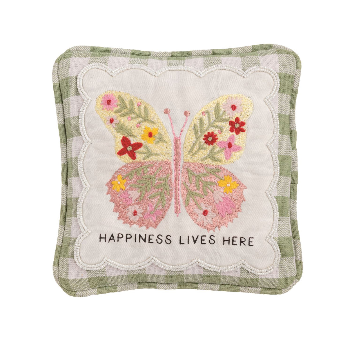 Happiness Embellished Garden Pillow