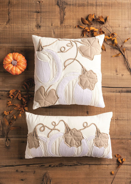 Square White Pumpkin Applique Pillow