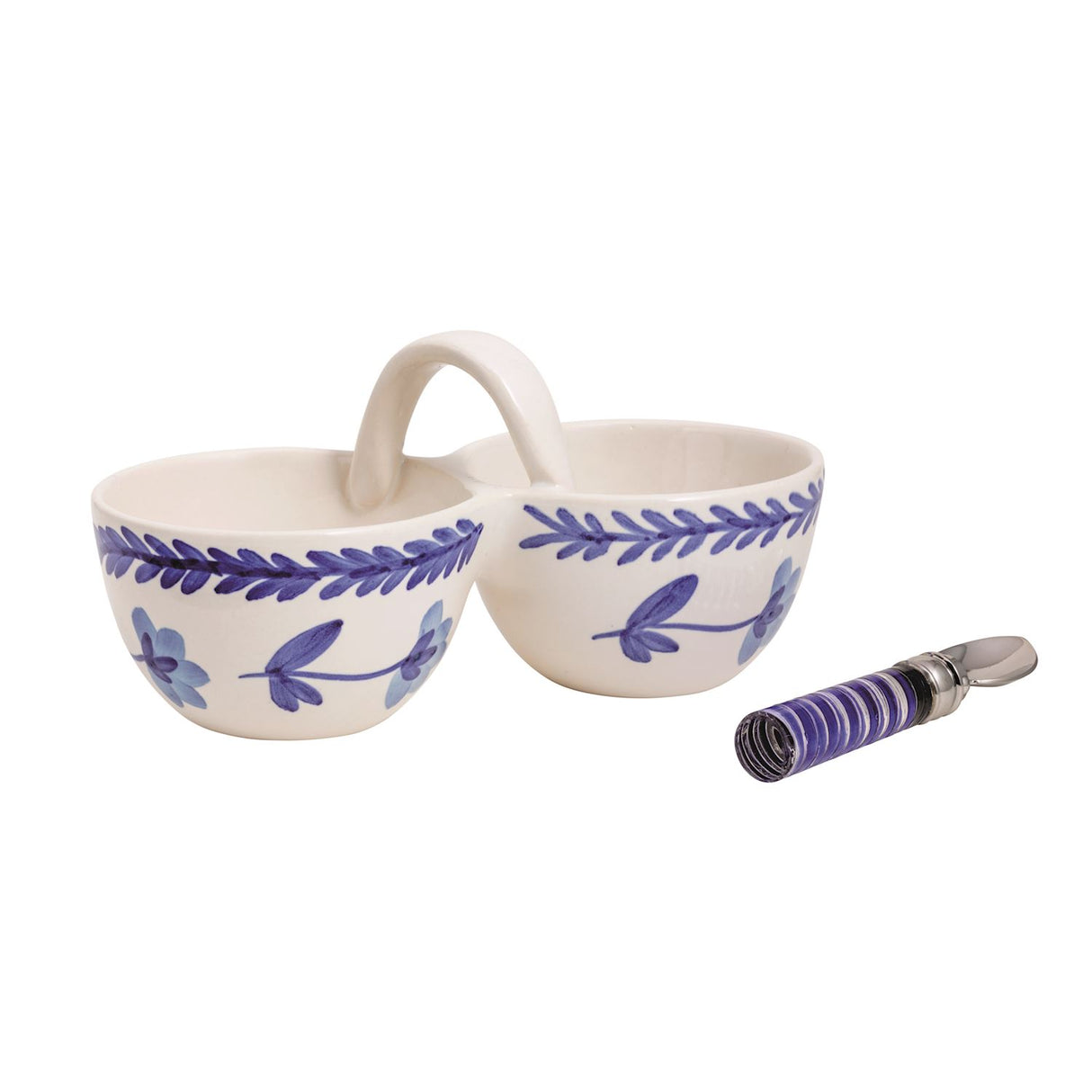 Blue Floral Double Tidbit Set