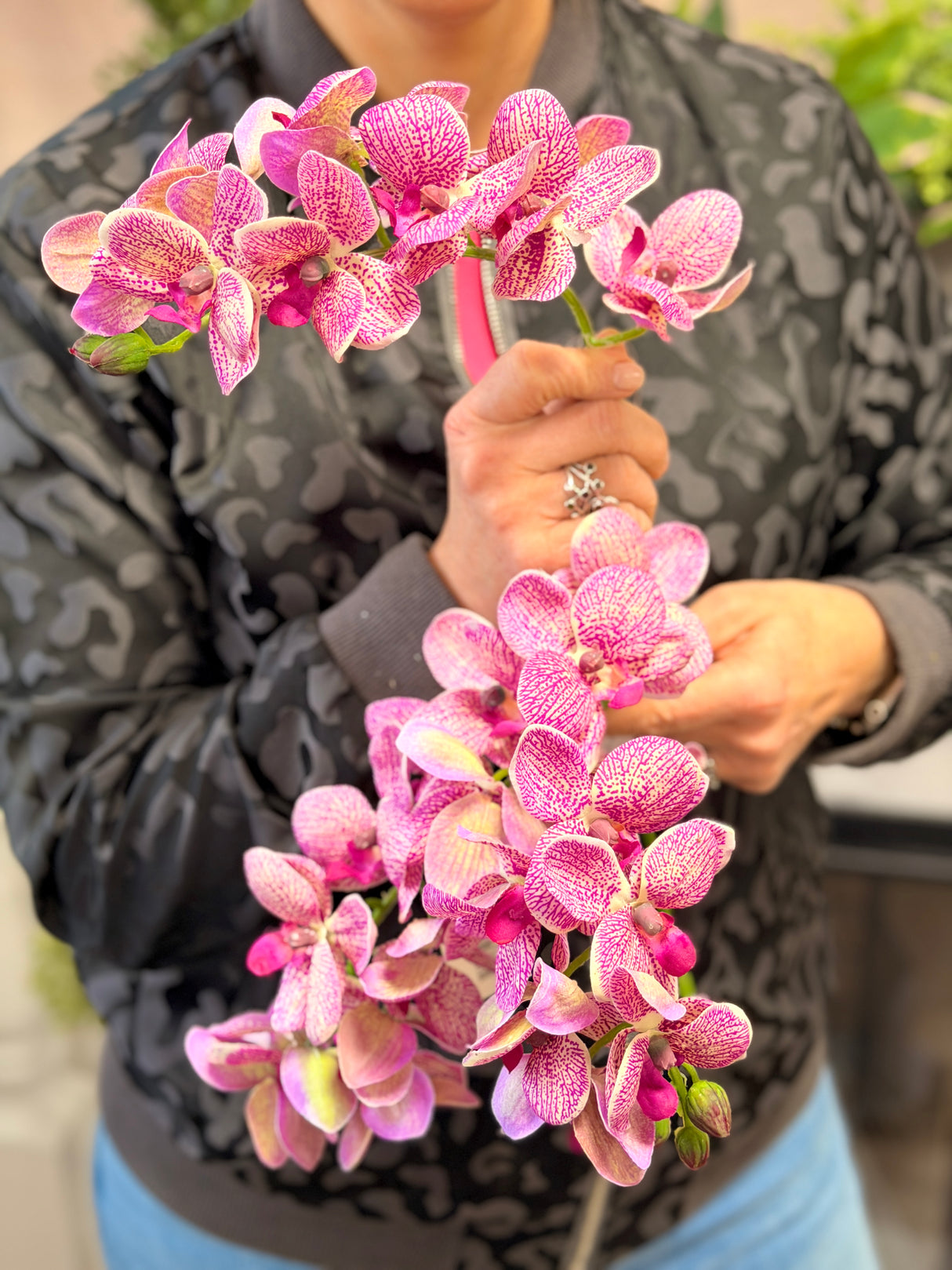Real Touch Purple & Cream Orchid Spray