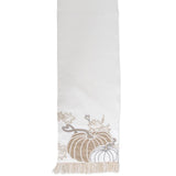 Fall embroidered pumpkin table runner 72 inch cotton autumn table decor from Magnolias Home Decor