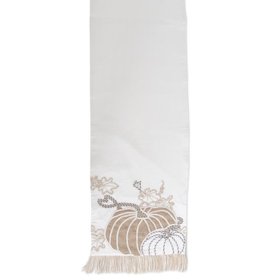 Fall embroidered pumpkin table runner 72 inch cotton autumn table decor from Magnolias Home Decor
