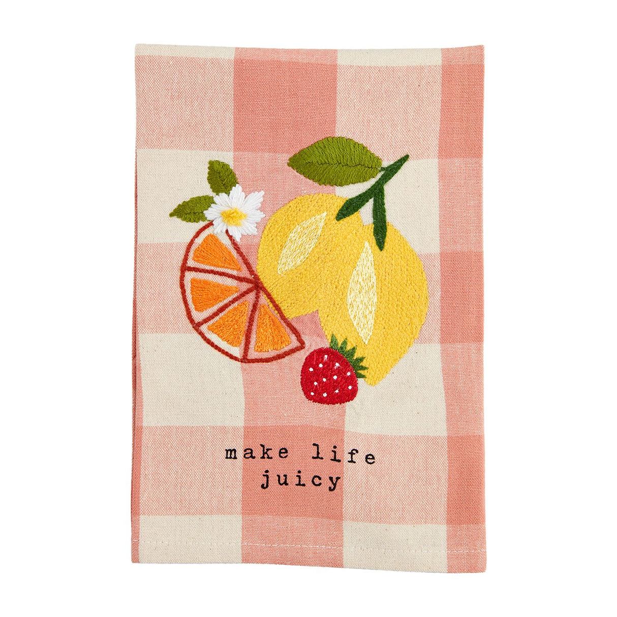 Make Life Fruity Floral Check Towel