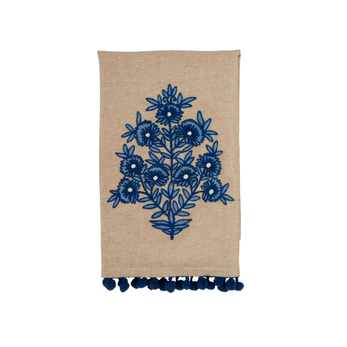 Flower Stem Print Embroidered Towel