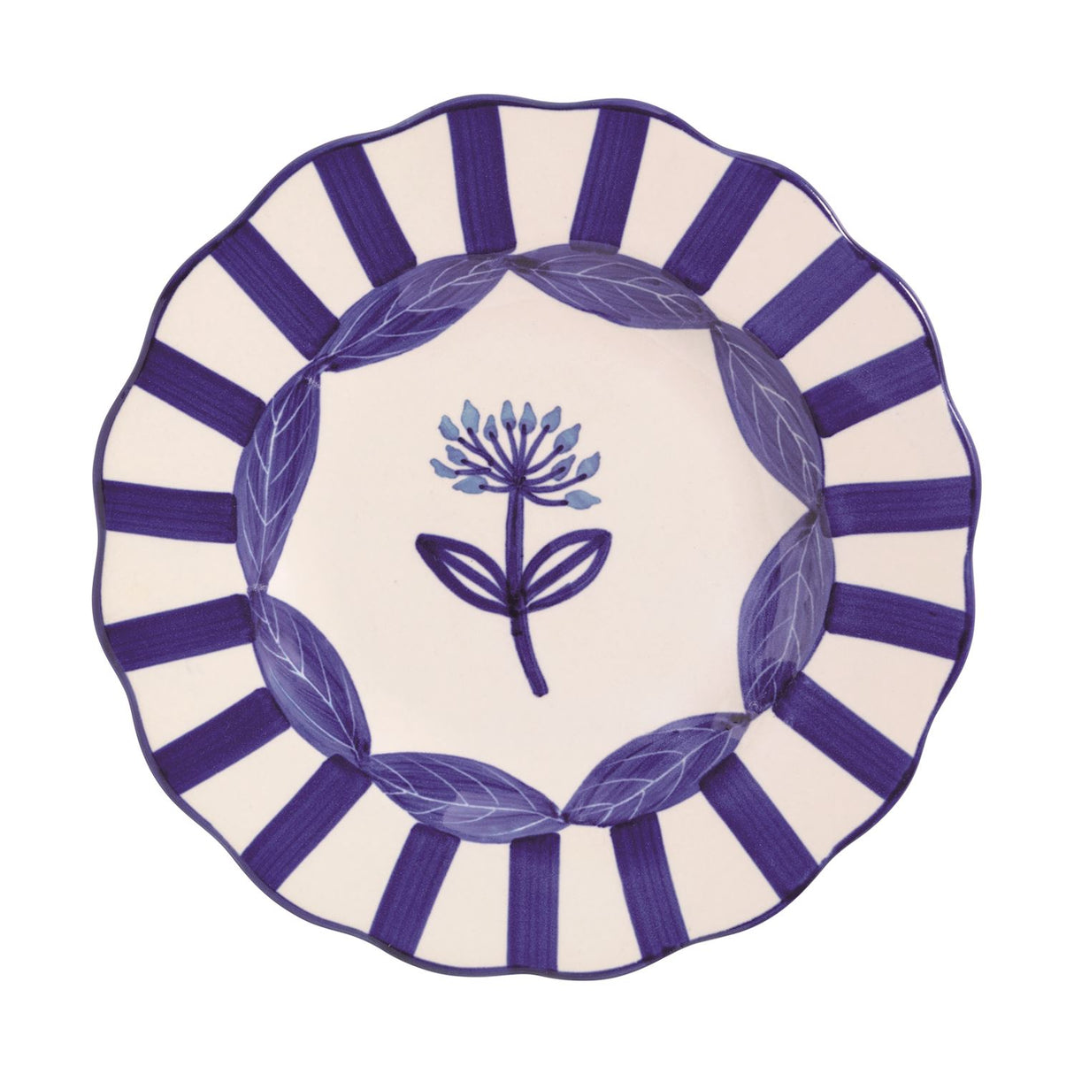 Single Flower Blue Plate