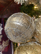 Taupe Plaid Glass Ornament