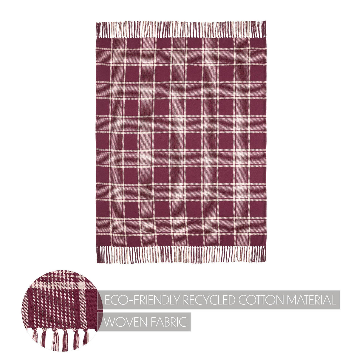 Eston Burgundy Tan Plaid Throw Blanket