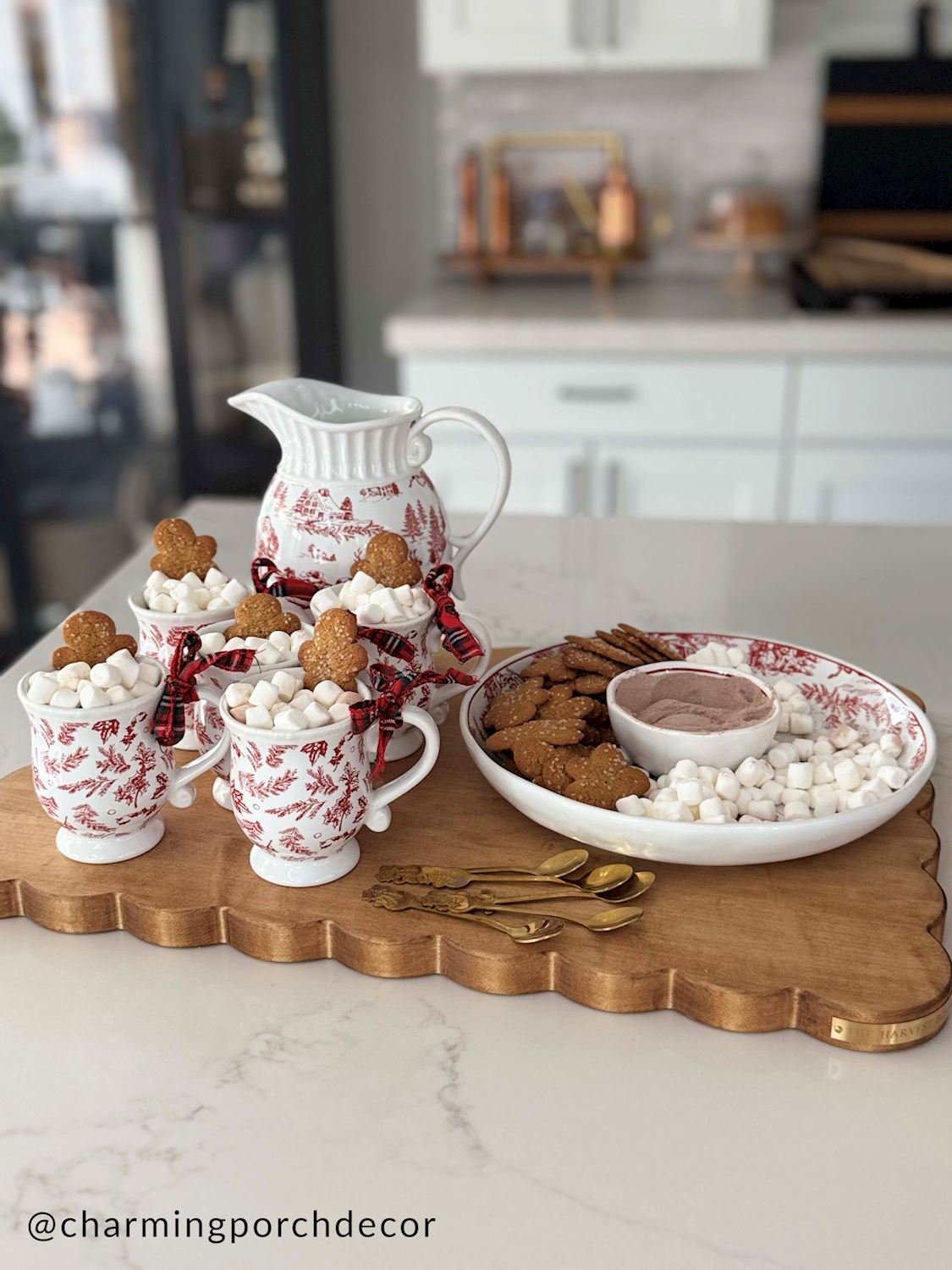 Christmas Toile Pitcher