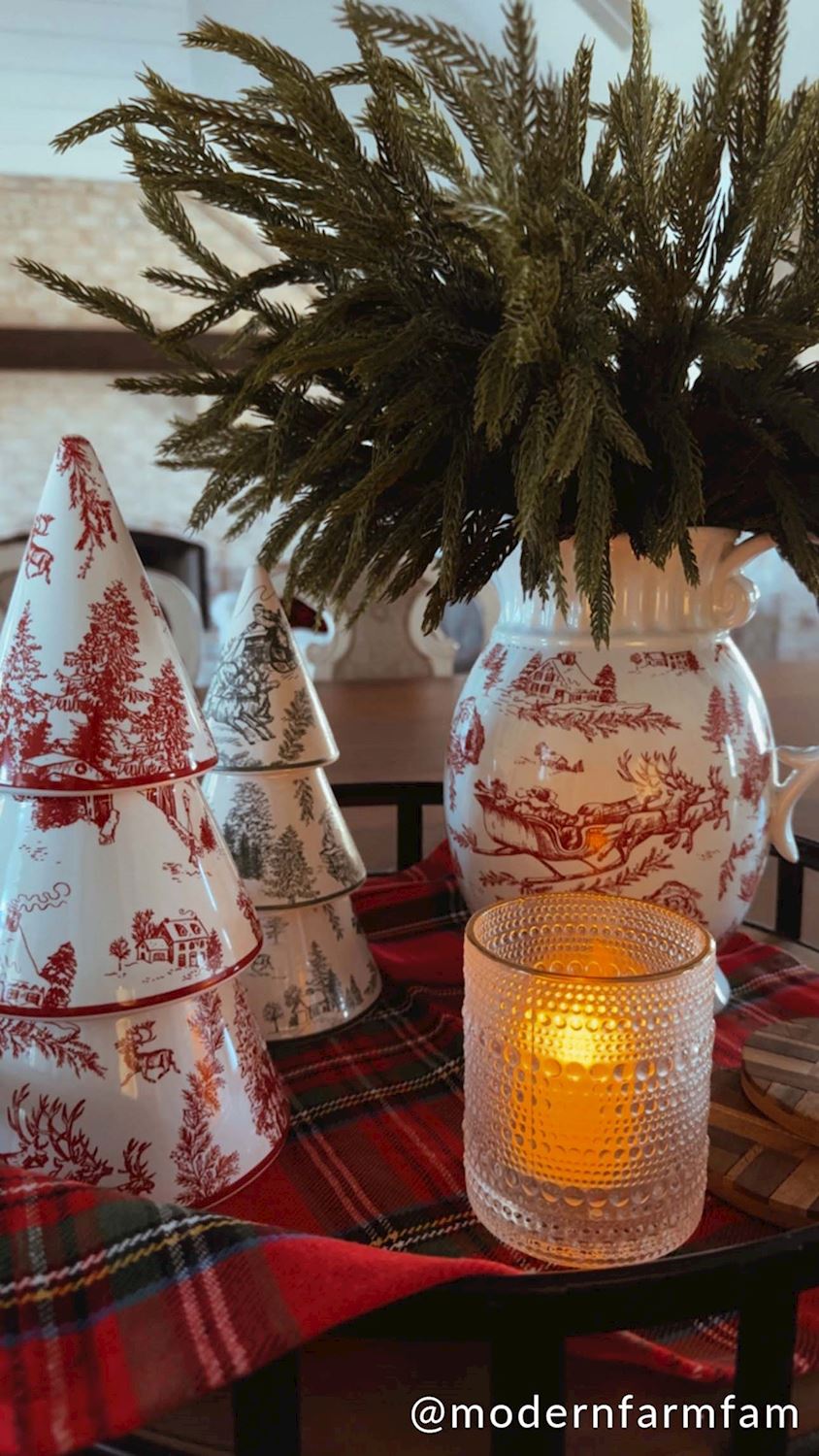Christmas Toile Pitcher