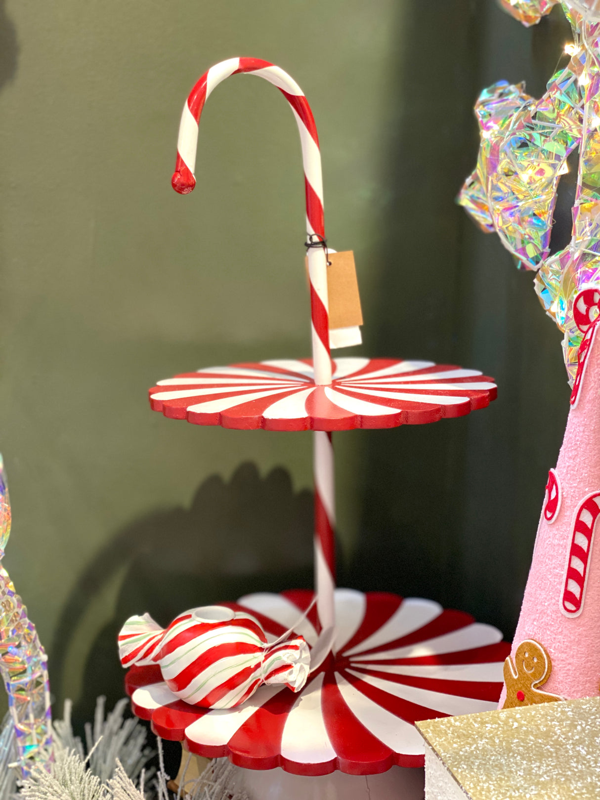 Metal 2-Tier Candy Cane Tray