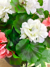 17" UV Protect Coral and White Geranium Pot-Filler