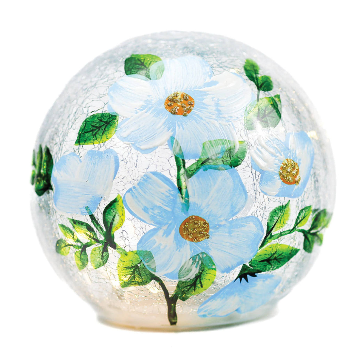 Blue Poppy LED Glass Orb Luminary