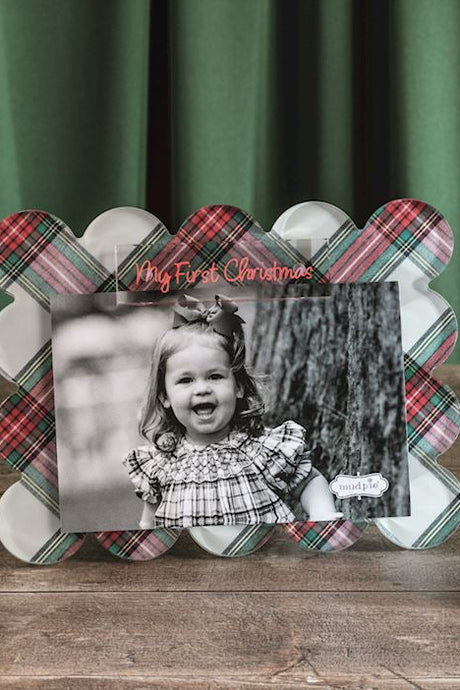 My First Christmas Scallop Tartan Frame