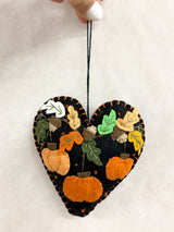 Handmade Pumpkin & Scarecrow Heart Ornament