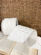 4" White Sequin Check Ribbon Bolt