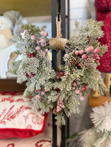 12" Snowspell Fir Hanging Mini Wreath