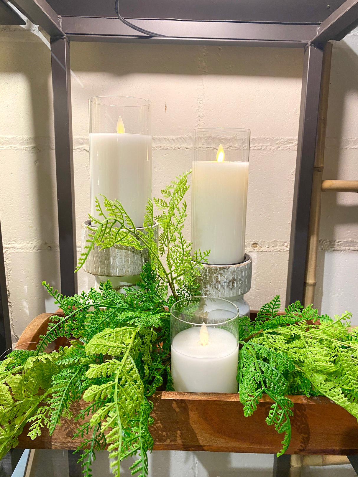 Cream Moving LED Glass Candle Set