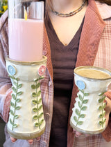 Flower Stitch Resin Candleholder Set of 2