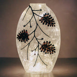 Pinecone Branch Glass Oval Luminary