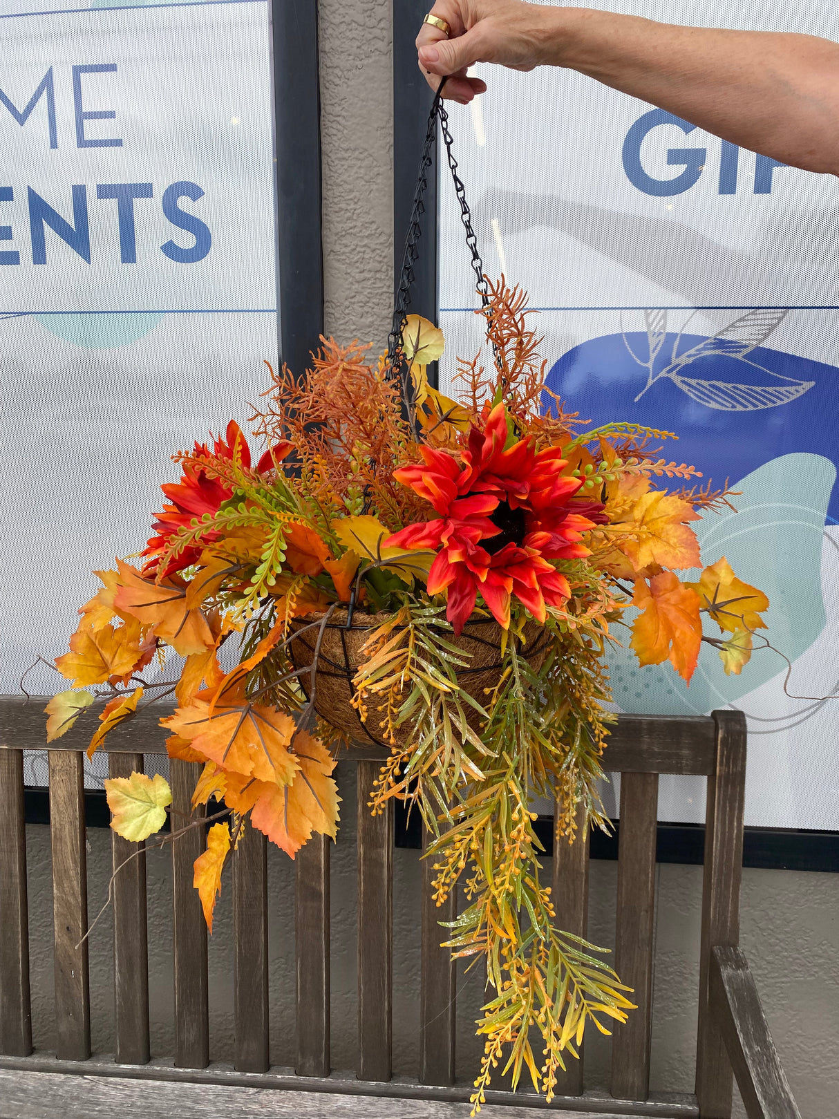 27" Autumn Breeze Hanging Basket