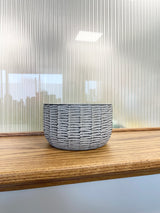 Short Carved Cement Black Pot