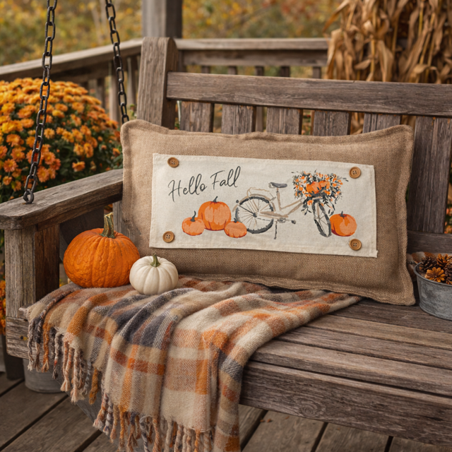 Vintage Fall Bike Interchangeable Pillow Panel