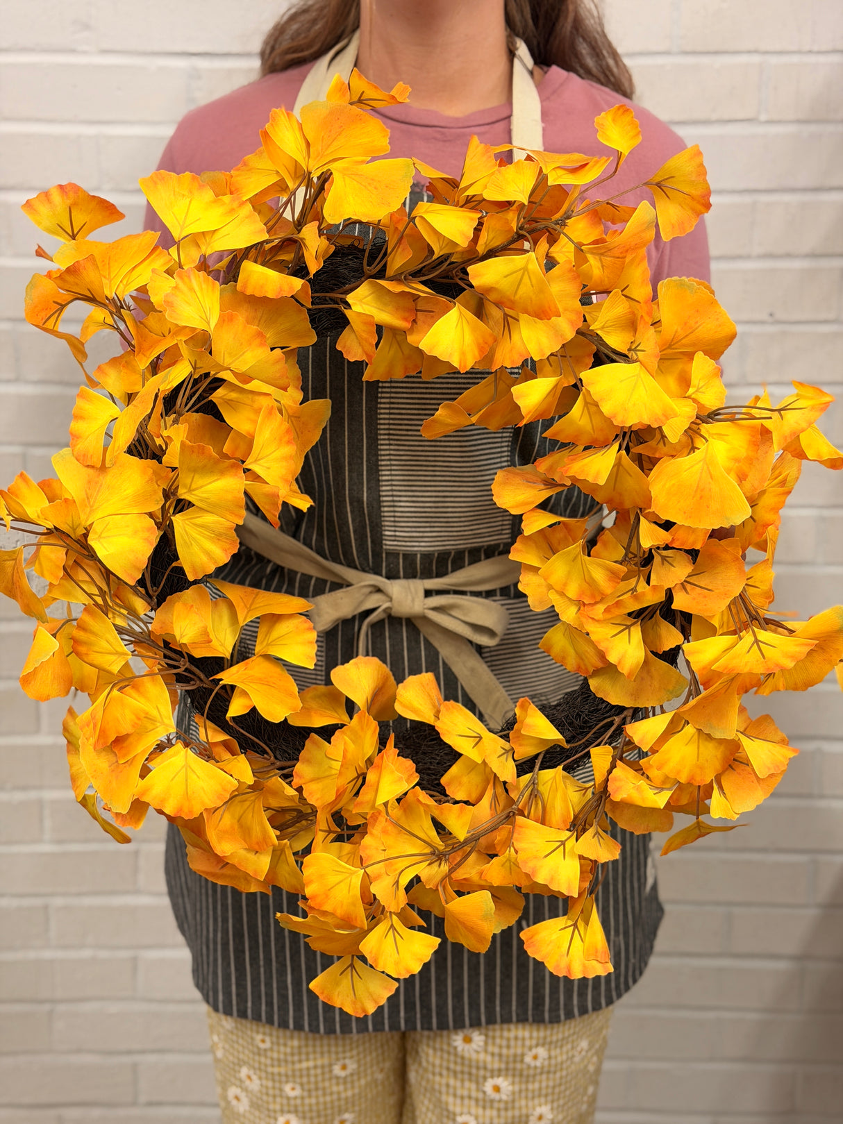 24" Yellow Gingko Leaf Wreath