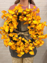 24" Yellow Gingko Leaf Wreath