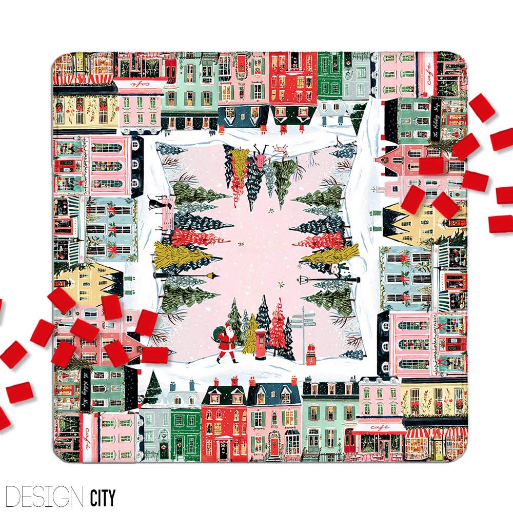 Mahjong Mat 31" Neoprene Winter City with bag