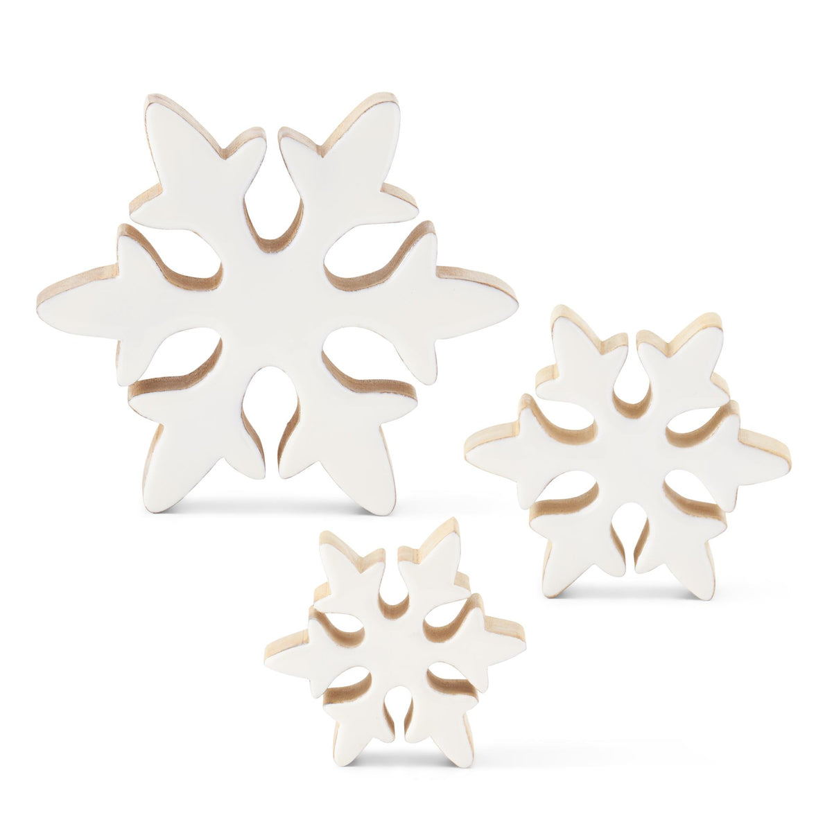 Enameled Wood Snowflakes - 3 Sizes
