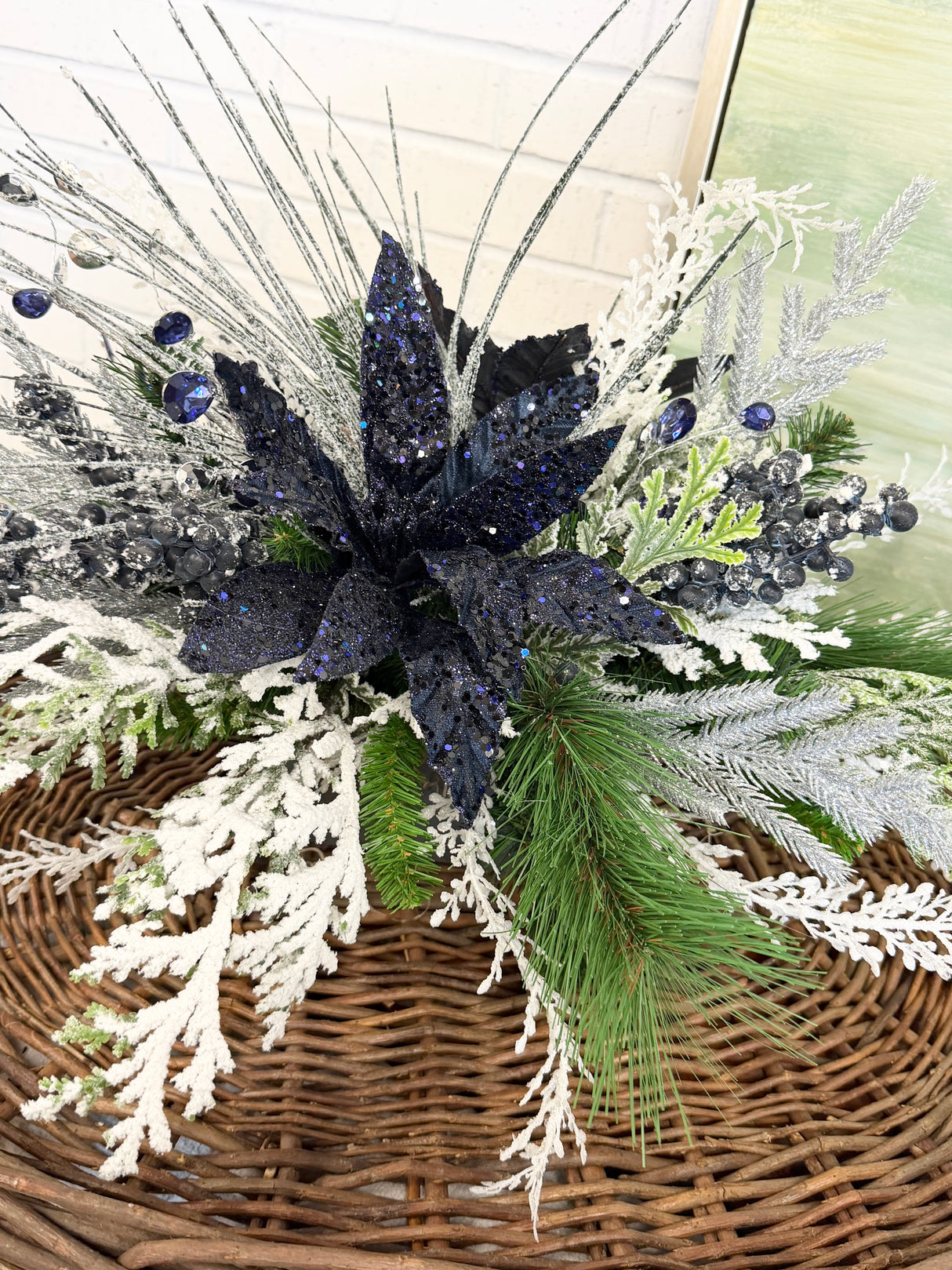 27" Bejeweled Poinsettia Centerpiece